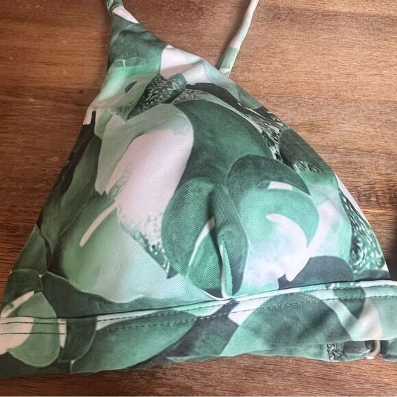Midori Green & White Eden Tropical Print Bikini Top - Picture 3 of 8